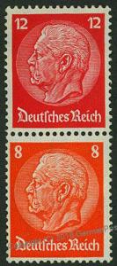 Germany 1933 Hindenburg Michel S110 MH Wmk Net Se-Tenant Zusammendruck 53314