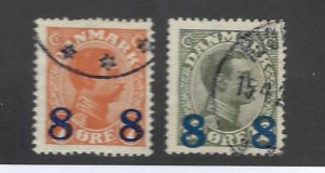 Denmark SC#161-162 Used F-VF SCV$13.00...nice bargain!!