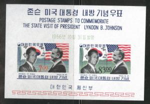 Korea Scott 545a MNH** 1966 LBJ Flag mini-sheet  CV$12