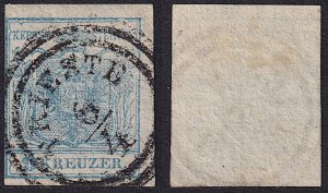 Austria - 1850 - Scott #5 - used - Type I - TRIESTE 2-ring pmk Italy