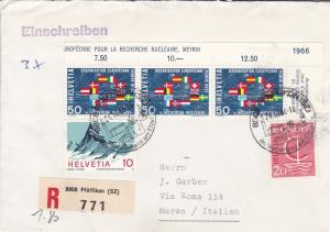 Switzerland 1966 20c Europa. Registered Cover to Italy.+ European Nuculer Agency