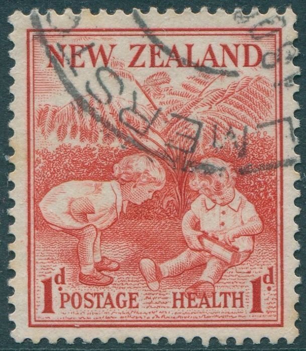 New Zealand 1938 SG610 1d + 1d scarlet health Children Playing FU