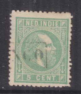 NETHERLANDS EAST INDIES, 1874 William, 13 x 14, 5c. Blue Green, used.