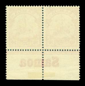 German Colonies - SAMOA 1900 Kaiser's YACHT 10pf  Sc# 59 MNH pair w/bottom INSC