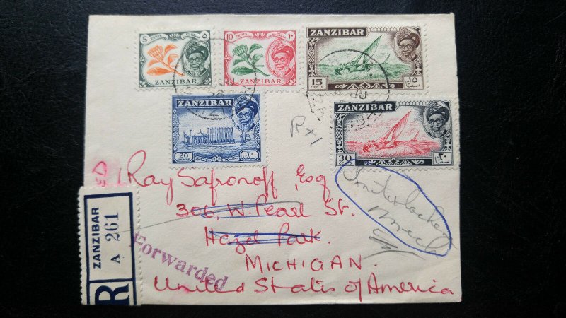 Très Rare Zanzibar 1958 Enregistrée Housse “Forwarded” avec Out Additionnel