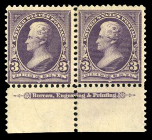 United States, 1894-95 #268 Cat$75, 1895 3c purple, bottom imprint horizontal...