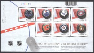 Canada Sc# 2661 MNH Souvenir Sheet 2013 NHL Team Logos