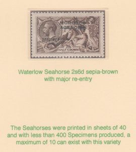 MOROCCO AGENCIES  (British) 1914 SEAHORSE 2s6d  overprinted SPECIMEN
