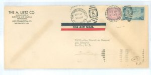 US 570/C20 1936 50c Coliseum & 25c Pacific Clipper paid the short lived 75c per half ounce airmail rate to the Philippines (in e