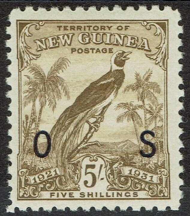 NEW GUINEA 1931 DATED BIRD OS 5/- 