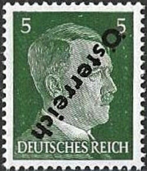 1945 Austria Definitives, 5 Pfennig Hitler Inverted Overprint VF/MNH! SIGNED!