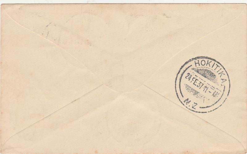 NEW ZEALAND 1937 1ST TRI WEEKLY AIRMAIL SERVICE GREYMOUTH HOKITIKA 