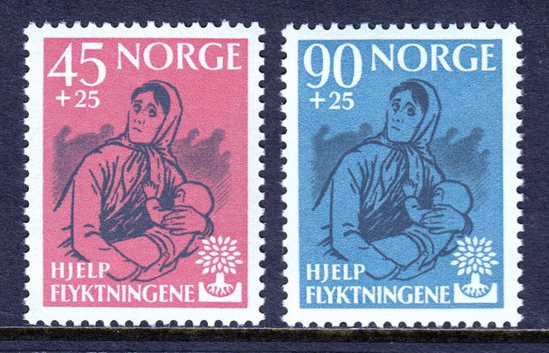 NORWAY — SCOTT B64-B65 — 1960 WORLD REFUGEE YEAR SET — MNH — SCV $22.50