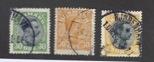 Denmark SC#111, 114-115 Used F-VF SCV$12.25...bargain!