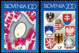 Slovenia 1997 MNH Stamps Scott 296 a-b Presidents Coats of Arms Map Diplomacy