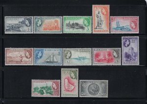 BARBADOS SCOTT #235-247 QEII 1953-57 SET- MINT  NEVER HINGED