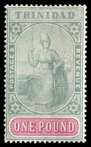 Trinidad #90 (SG 124) Cat£200, 1896 £1 green and carmine, lightly hinged