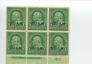 Guam 1 Overprint Mint Plate Block of 6 Stamps (Bz 737)