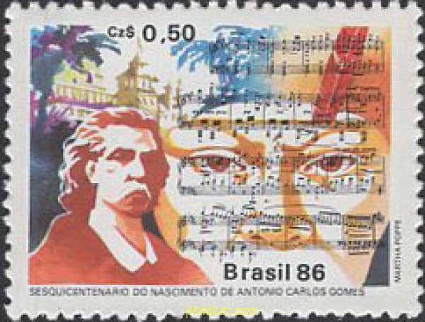 663149 MNH BRASIL 1986 150 ANIVERSAIO DEL NACIMIENTO DE ANTONIO CARLOS GOMES