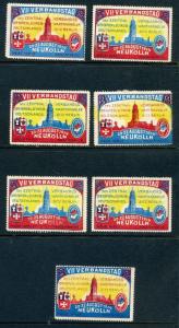 7 VINTAGE 1914 GERMAN VERBANDSTAG BERLIN POSTER STAMPS (L689) GERMANY SCARCE!!!!