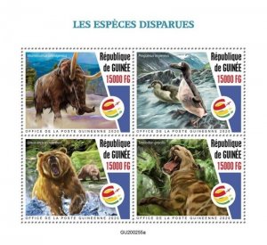 Guinea - 2020 Extinct Species, Mammoth, Auk - 4 Stamp Sheet - GU200255a