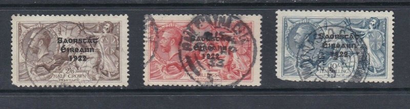 IRELAND - 1927 SEAHORSE OVERPRINTS - SCOTT 77b TO 79b - USED