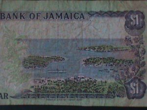 ​JAMAICA-1990-BANK OF JAMAICA-$1 -CIRCULATED-VF-34-YEARS OLD-WATER MARK