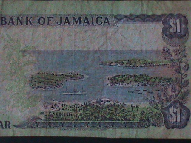 ​JAMAICA-1990-BANK OF JAMAICA-$1 -CIRCULATED-VF-34-YEARS OLD-WATER MARK