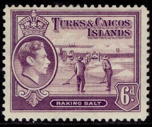 TURKS & CAICOS ISLANDS GVI SG201, 6d mauve, UNUSED. Cat £24.