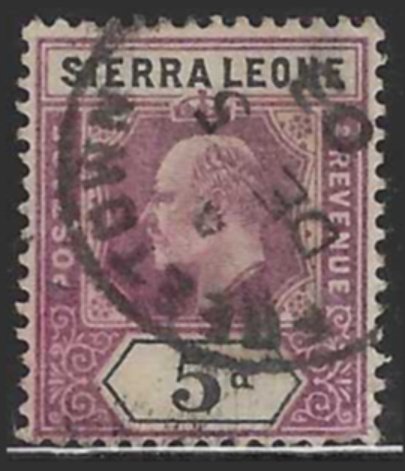 Sierra Leone #71 (1903), postally used single, cat. $50.00