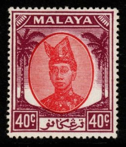 MALAYA TRENGGANU SG83 1949 40c RED & PURPLE MTD MINT