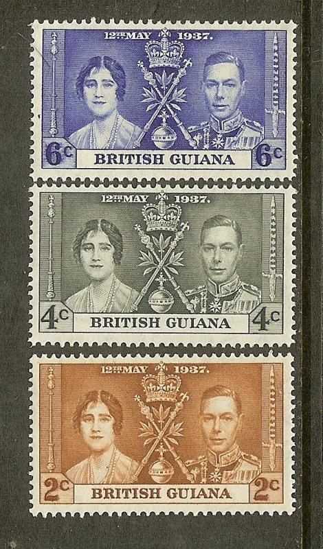 British Guiana, Scott #227-229, King George VI Coronation, MH