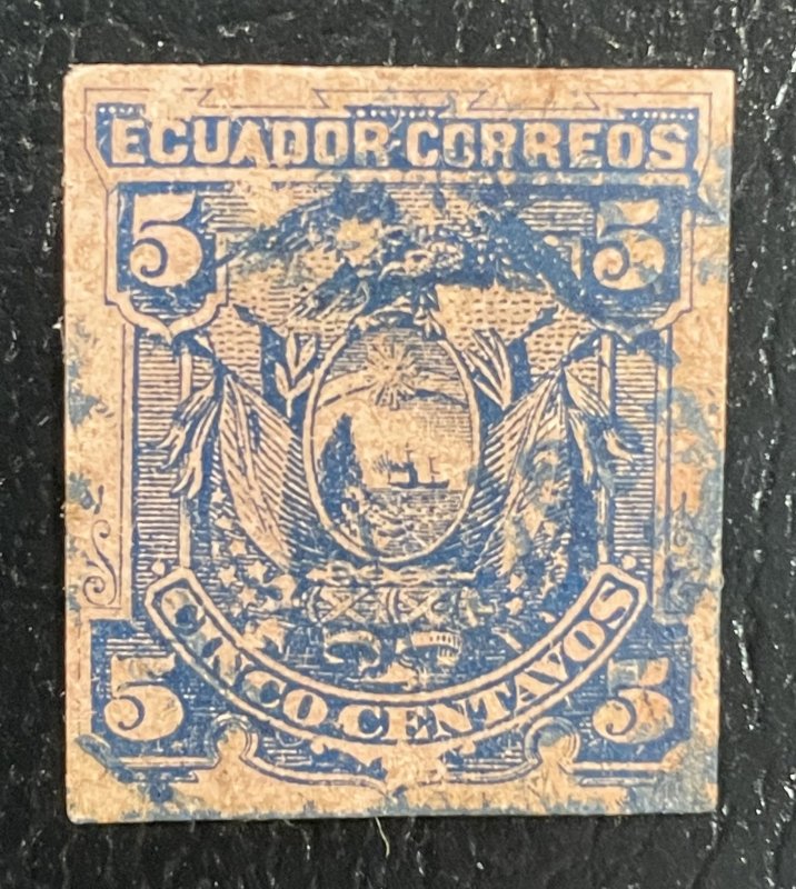 Ecuador #14 ??? Imperforate on Pinkish/Reddish paper 1881