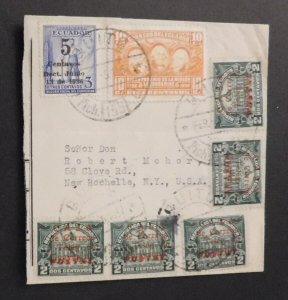 1937 Ecuador Cover Quito Ecuador to New Rochelle NY USA