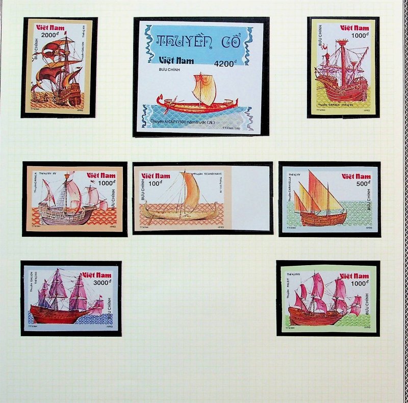 NORTH VIETNAM Sc 2126-33 NH PERF+IMPERF SETS+S/S OF 1990 - OLD SHIPS - (CJ25)