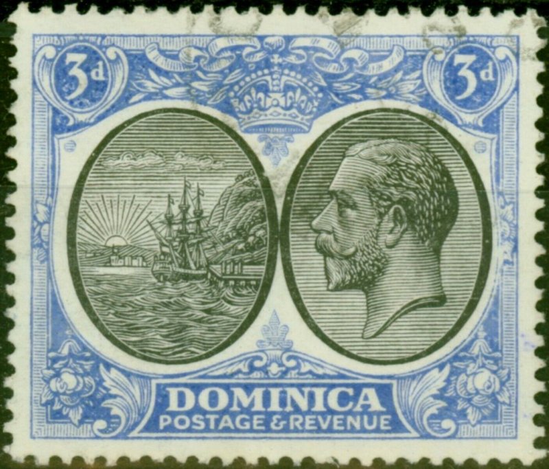 Dominica 1923 3d Black & Ultramarine SG79 Used Fine 