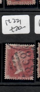 GREAT BRITAIN QV 1D RED PERF SC33 SG 43/44 PLATE 221  #858 CANCEL  VFU PPP0613H