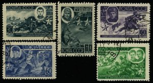 RUSSIA Sc 947-51 USED - 1944 -  Russian WWII War Heroes - COMPLETE SET