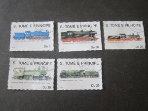 St. Thomas & Prince 1990 Sc 924-8 Train set CTO MNH