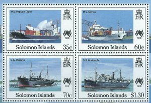 Solomon Islands Sc 621aSs Australia Bicentennial SYDPEX 88 Ships, Papuan Chief