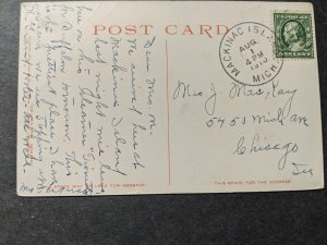 STEAMER SS TIONESTA 1910 Naval Postcard w/ note MACKINAC ISLAND, MICHIGAN