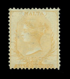 MALTA 1877  Queen Victoria  ½d pale buff  p.14  Scott # 3g  UNUSED