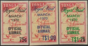 Tonga official 1970 SGO39-O41 Airmail Royal Visit set MNH