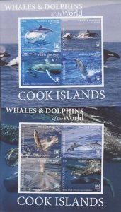 Cook Is. MNH Sc 1688a-89a IMPERF Mi BK 137-38 B Value 160 Euro Whales & Dolphins