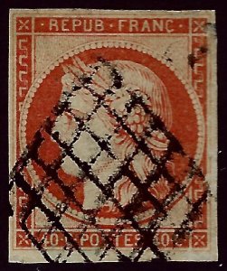 France #7a Used 4 Margin Tiny thin spot SCV$500.00..Worth a close look!!