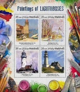 2017 Maldives. Paintings Of Lighthouses. Michel: 7103-7106. Scott Code: 3958