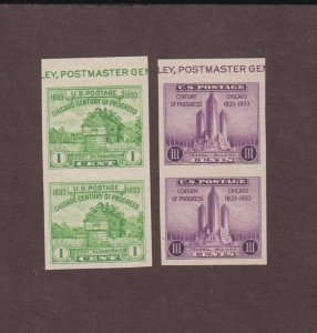 US, 730, 731 OR 766, 767, VERTICAL PAIRS, MINT NH , VF, FARLEY 1935