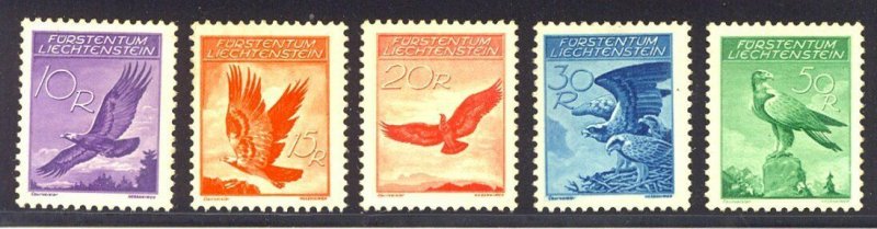 LIECHTENSTEIN #C9-13 Mint NH - 1934 Birds Set