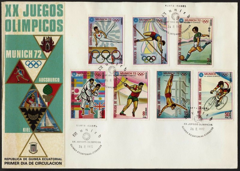 C08 Equatorial Guinea Oversized FDC 1972 Summer Olympics Munich Set of 7