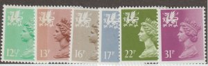 Great Britain Wales Scott#WMMH20,21,29,30,41,53 SG# W37a,38,43,44,55,65 1984 MNH